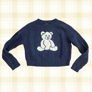 Navy Sweater with Bear Design